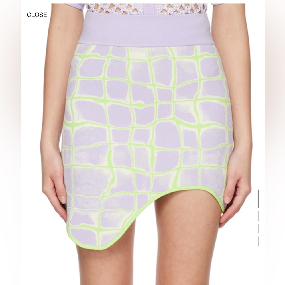 ph5 NWT Katie mini skirt wavy green purple knit designer cute y2k size S Small